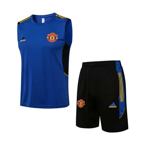 [Premium Quality] Manchester United Blue Tank Top with Shorts