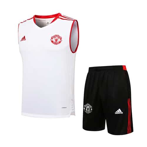 [Premium Quality] Manchester United White Tank Top with Shorts