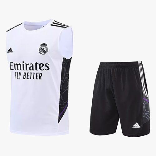 [Premium Quality] Real Madrid White Tank Top with Shorts 22-23