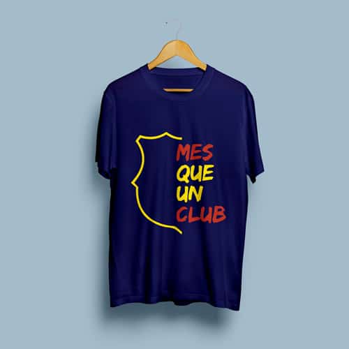 Mes Que Un Club Crest Design Graphic Round Neck Tshirt