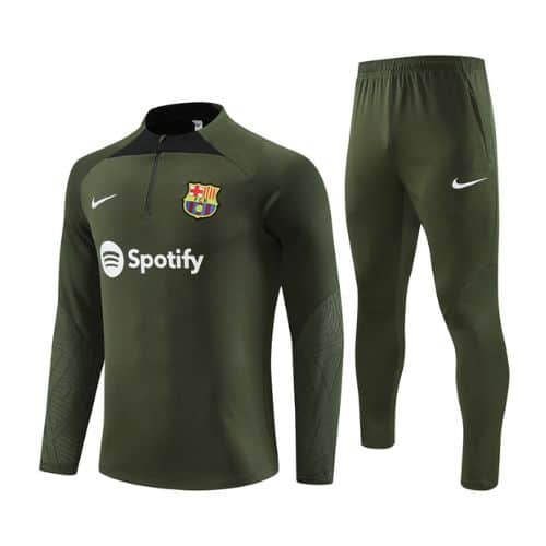 [Premium Quality] FC Barcelona Army Green Track Suit 23-24