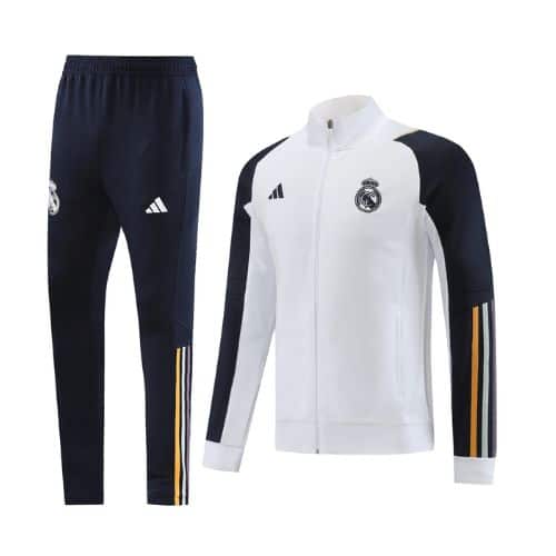 [Premium Quality] Real Madrid White & Blue Track Suit 23-24
