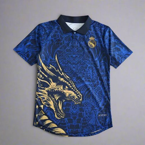 [Premium Quality] Real Madrid Blue Golden Dragon Jersey