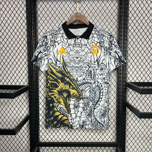 [Premium Quality] Real Madrid White & Golden Dragon Jersey