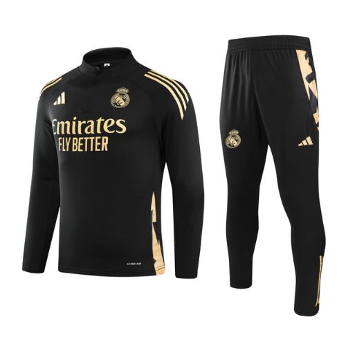 [Premium Quality] Real Madrid Black Gold Track Suit 24-25