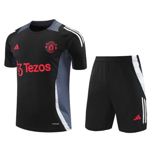 [Premium Quality] Manchester United Grey Black Training Jersey with Shorts