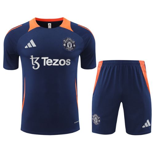 [Premium Quality] Manchester United Blue Orange Training Jersey with Shorts