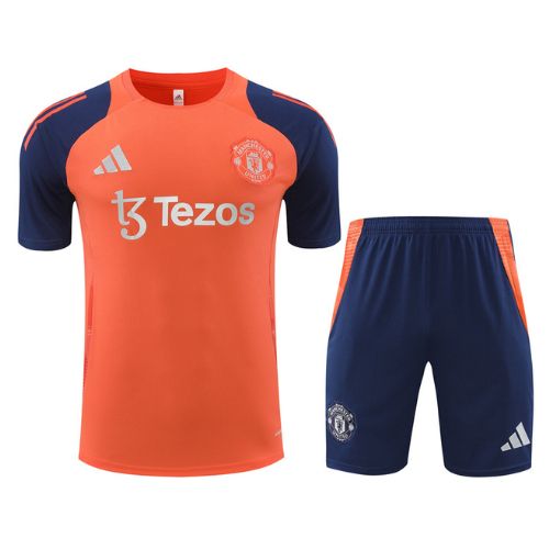 [Premium Quality] Manchester United Orange Blue Training Jersey with Shorts