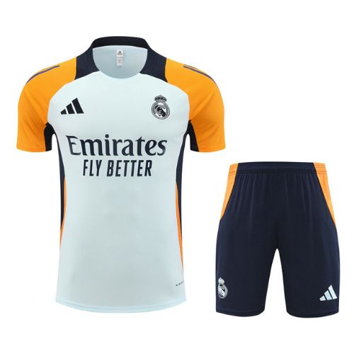 [Premium Quality] Real Madrid White Orange Training Jersey with Shorts