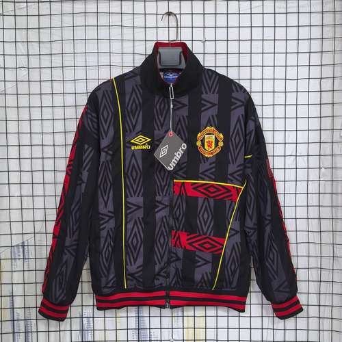 [Premium Quality] Manchester United Retro Style Black WindBreaker 2025-26